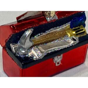Old World Christmas Glass Red Toolbox Dads Christmas Tree Ornament